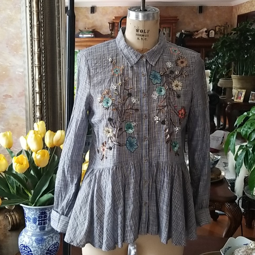 Anthropologie Embellished Blouse